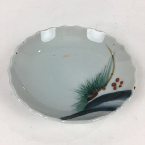 Japanese Porcelain Small Plate Vtg Pottery Pine Tree White Kozara PP990