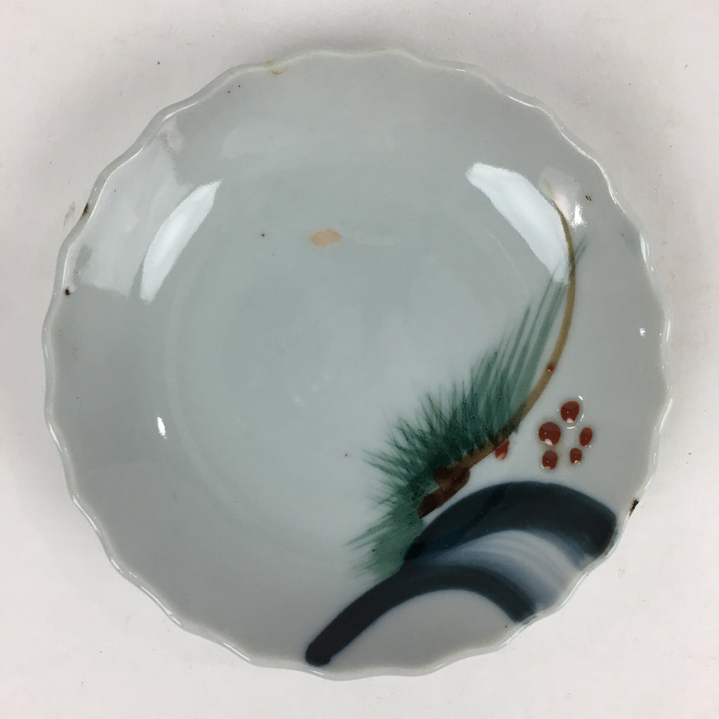 Japanese Porcelain Small Plate Vtg Pottery Pine Tree White Kozara PP990