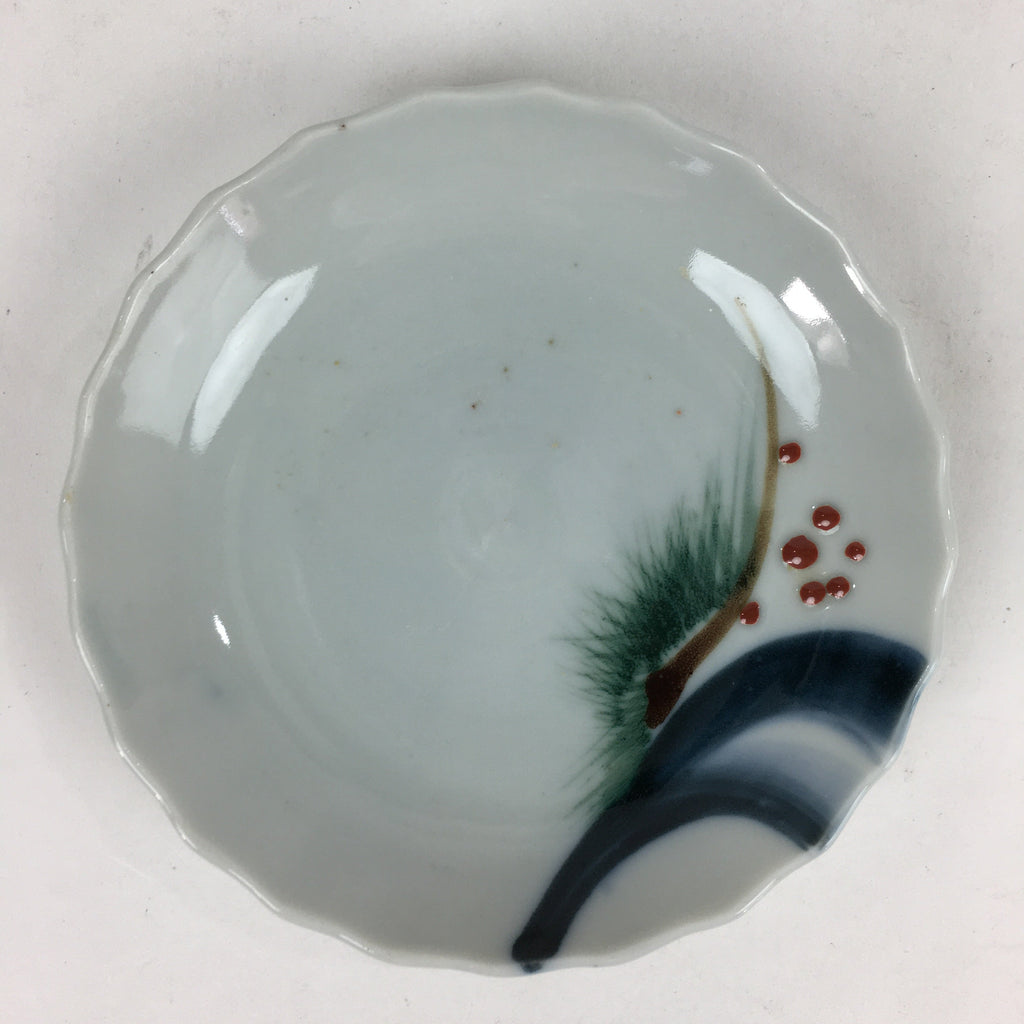 Japanese Porcelain Small Plate Vtg Pottery Pine Tree White Kozara PP991