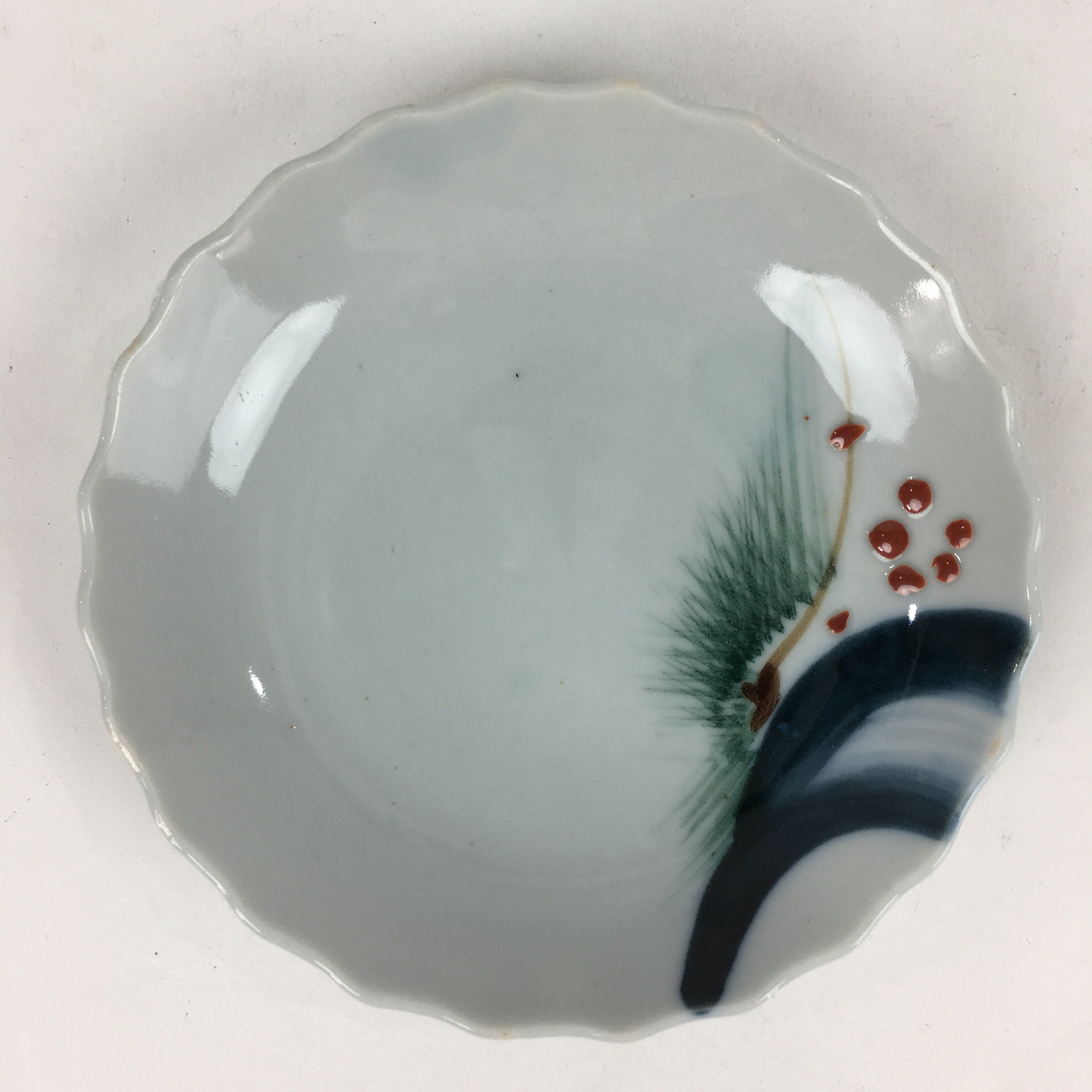 Japanese Porcelain Small Plate Vtg Pottery Pine Tree White Kozara PP992