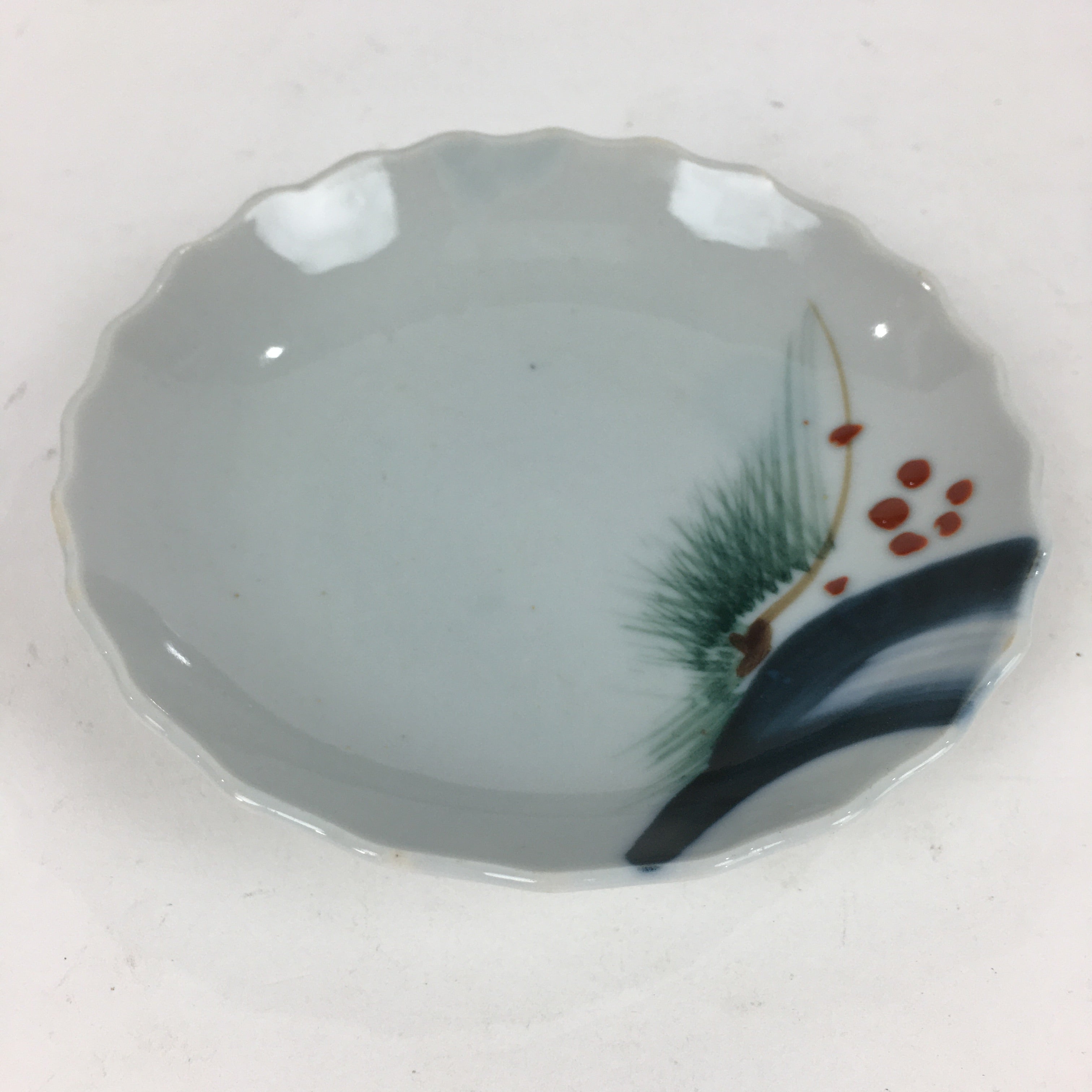 Japanese Porcelain Small Plate Vtg Pottery Pine Tree White Kozara PP992