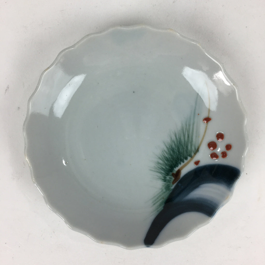 Japanese Porcelain Small Plate Vtg Pottery Pine Tree White Kozara PP992