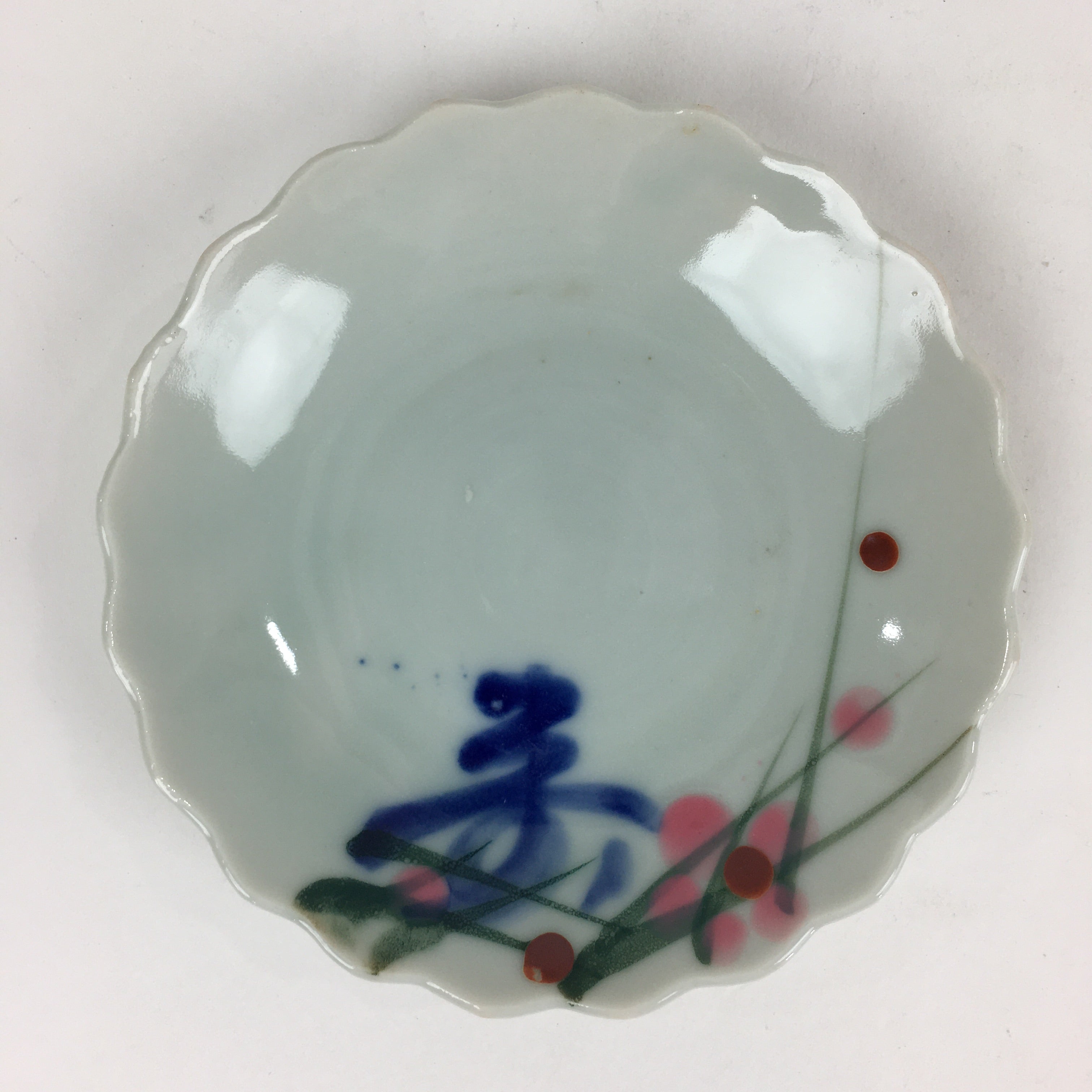 Japanese Porcelain Small Plate Vtg Pottery Pink Flower Kozara White PP983