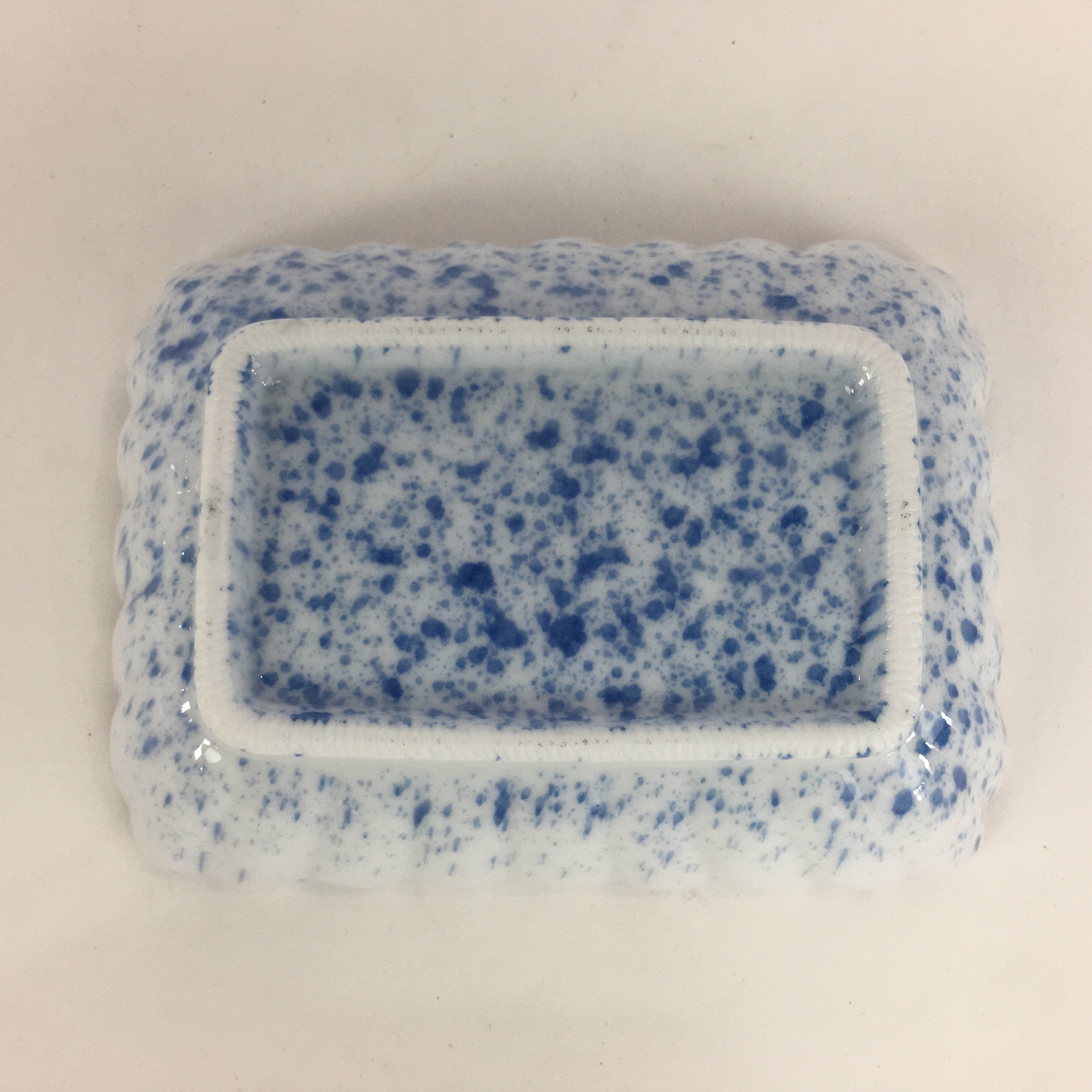 Japanese Porcelain Small Plate Vtg Rectangle Blue Sometsuke Plate Shrimp PP716