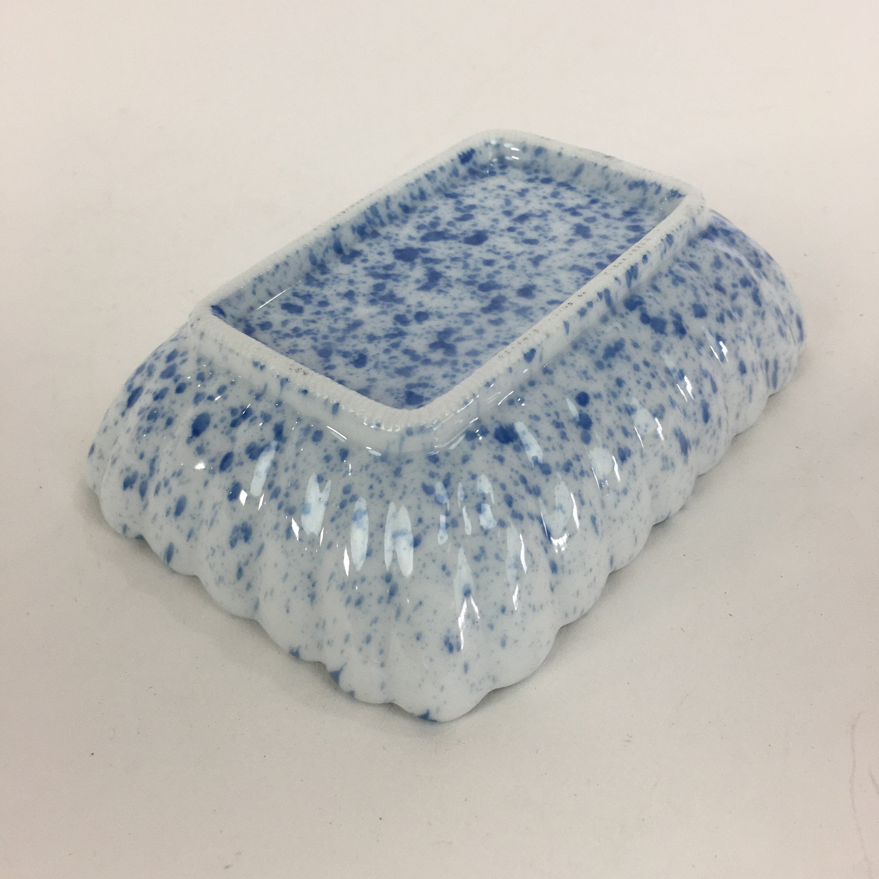Japanese Porcelain Small Plate Vtg Rectangle Blue Sometsuke Plate Shrimp PP716