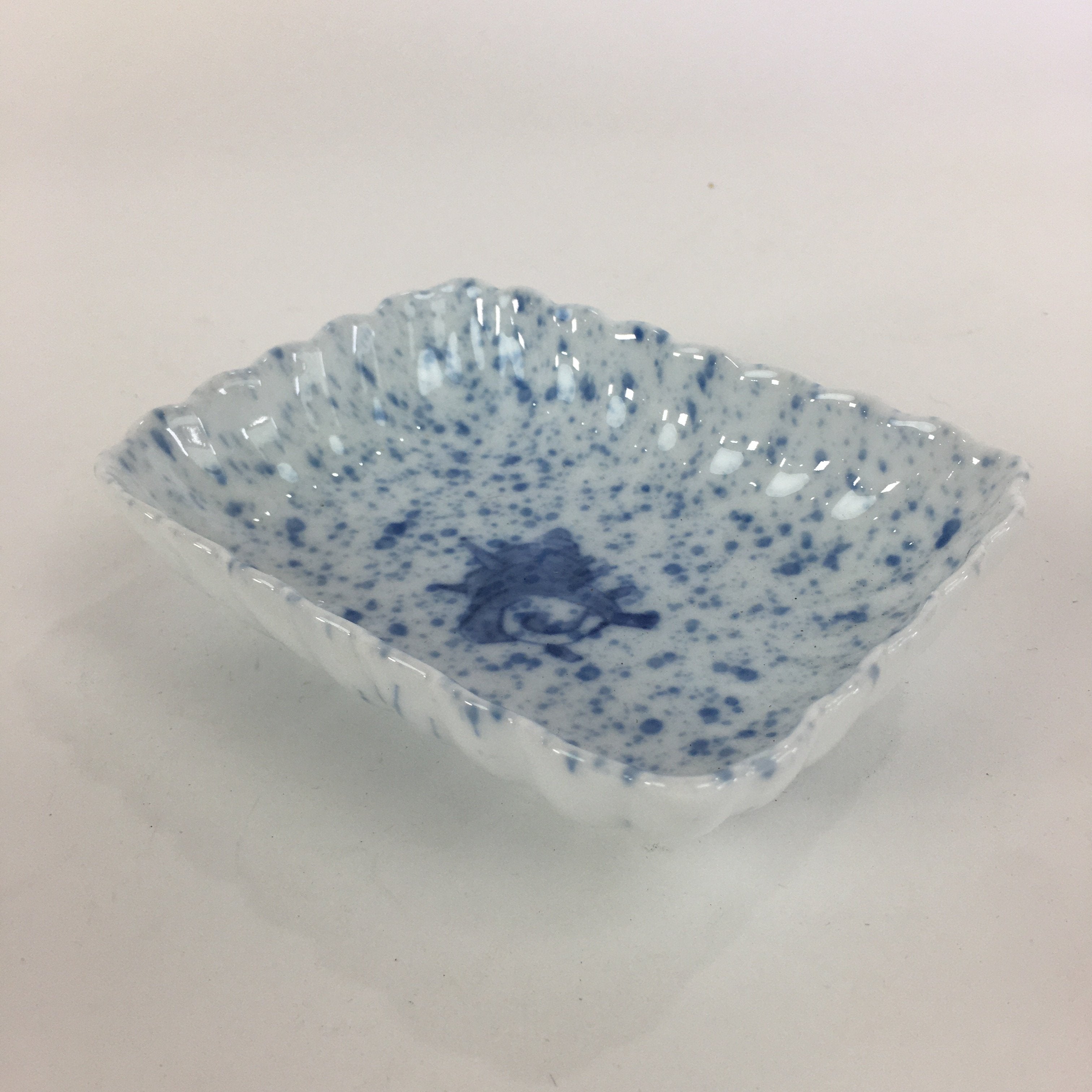 Japanese Porcelain Small Plate Vtg Rectangle Blue Sometsuke Plate Turban Shell P