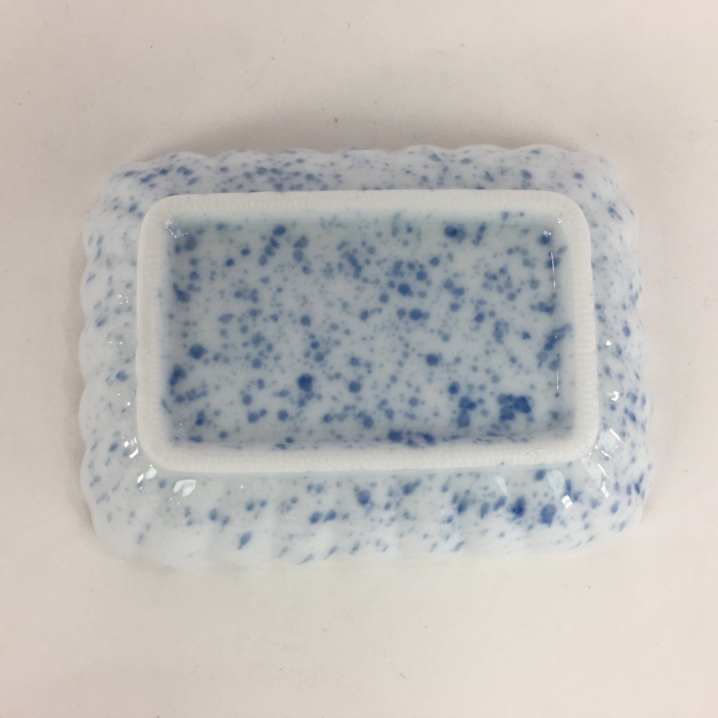 Japanese Porcelain Small Plate Vtg Rectangle Blue Sometsuke Plate Turban Shell P