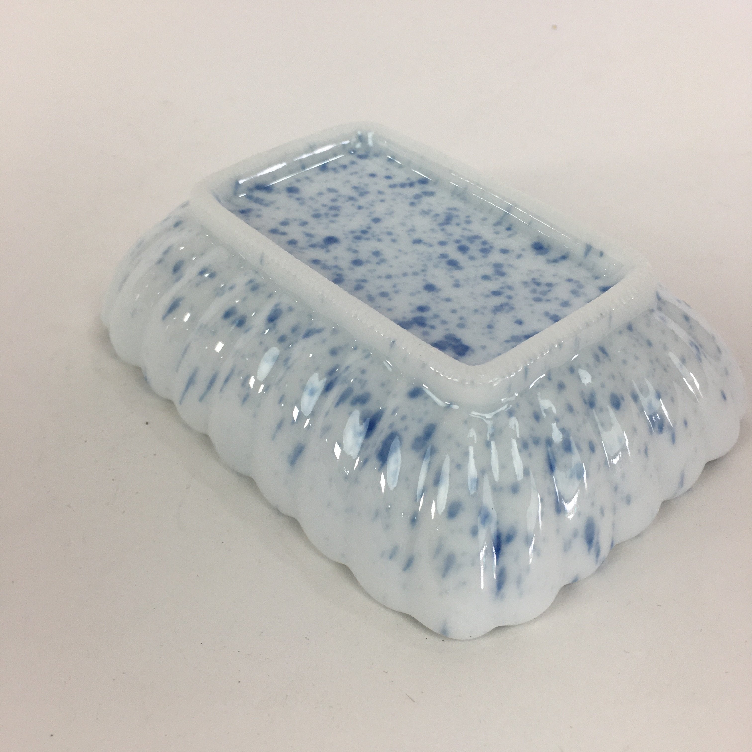 Japanese Porcelain Small Plate Vtg Rectangle Blue Sometsuke Plate Turban Shell P