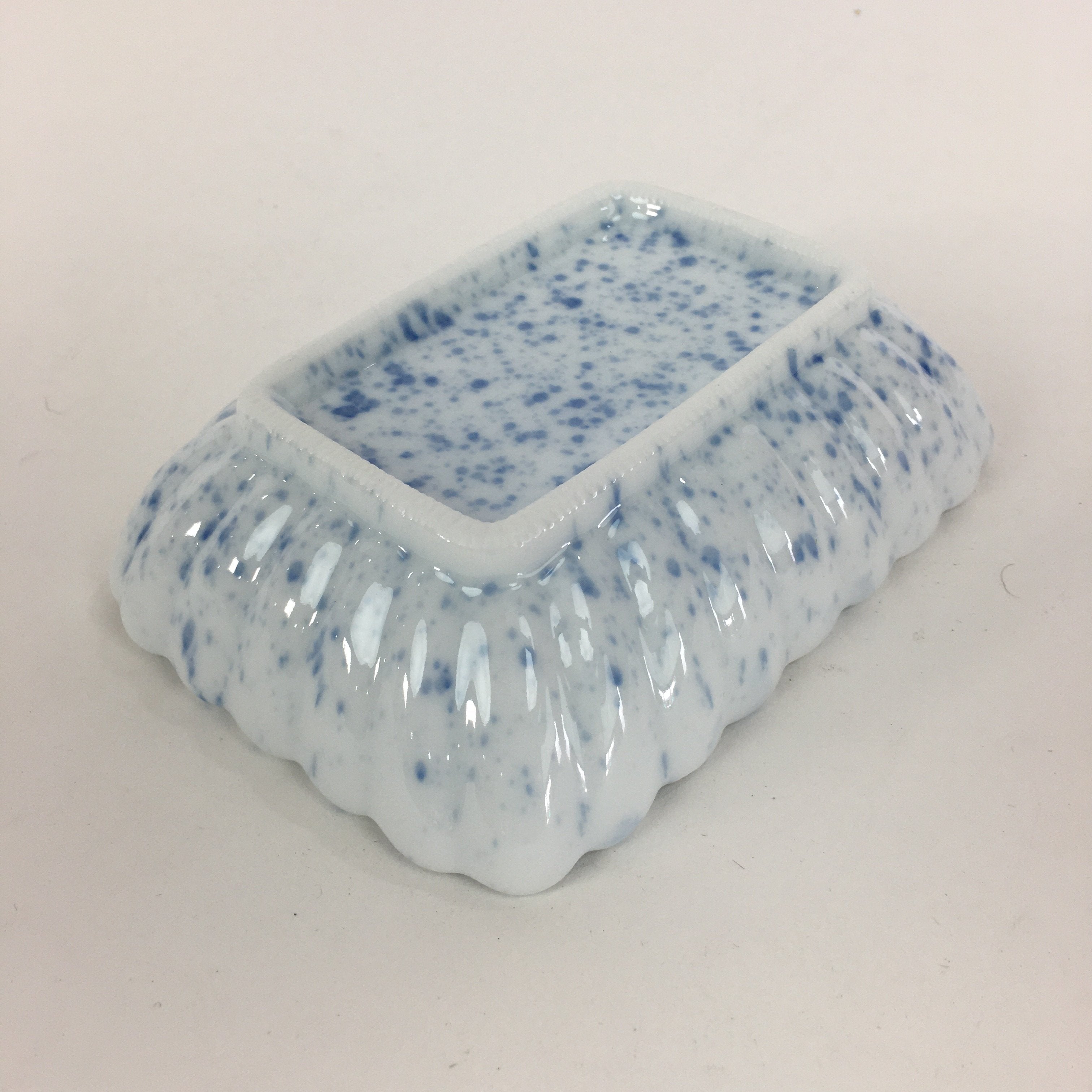 Japanese Porcelain Small Plate Vtg Rectangle Blue Sometsuke Plate Turban Shell P