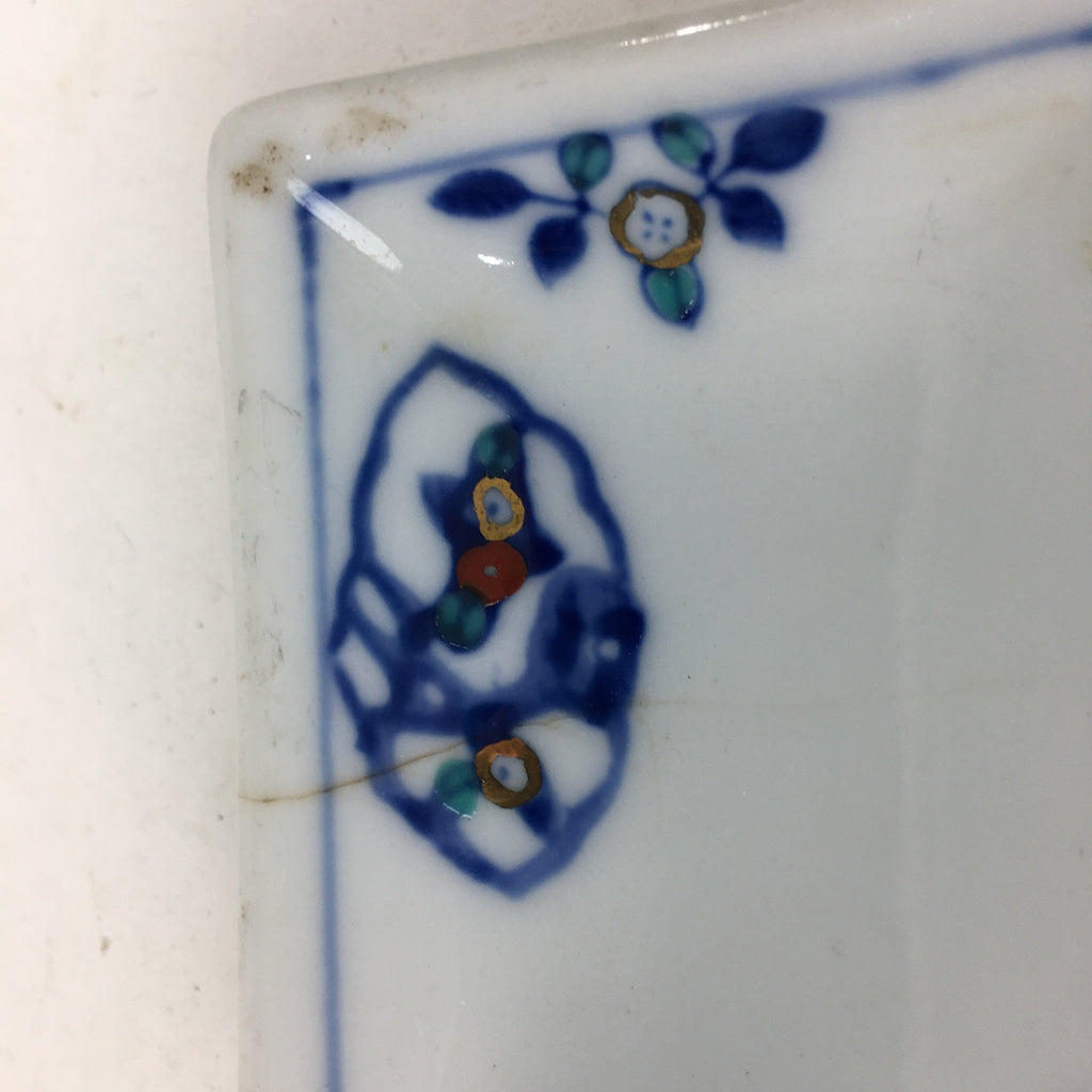 Japanese Porcelain Small Plate Vtg Rectangle Sometsuke Soy Sauce Plate PP643