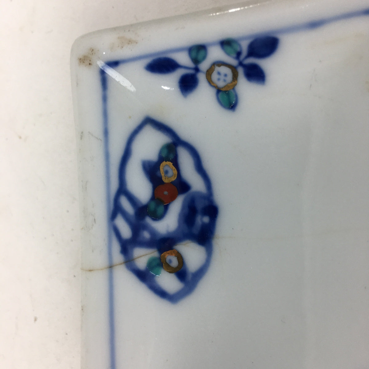 Japanese Porcelain Small Plate Vtg Rectangle Sometsuke Soy Sauce Plate PP643
