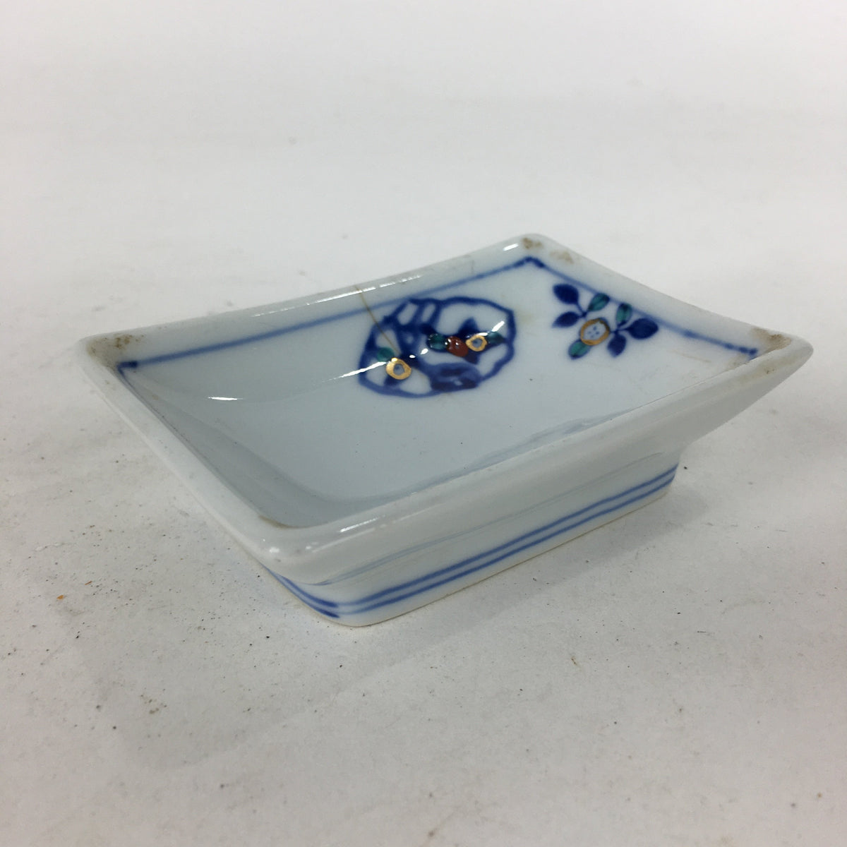 Japanese Porcelain Small Plate Vtg Rectangle Sometsuke Soy Sauce Plate PP643
