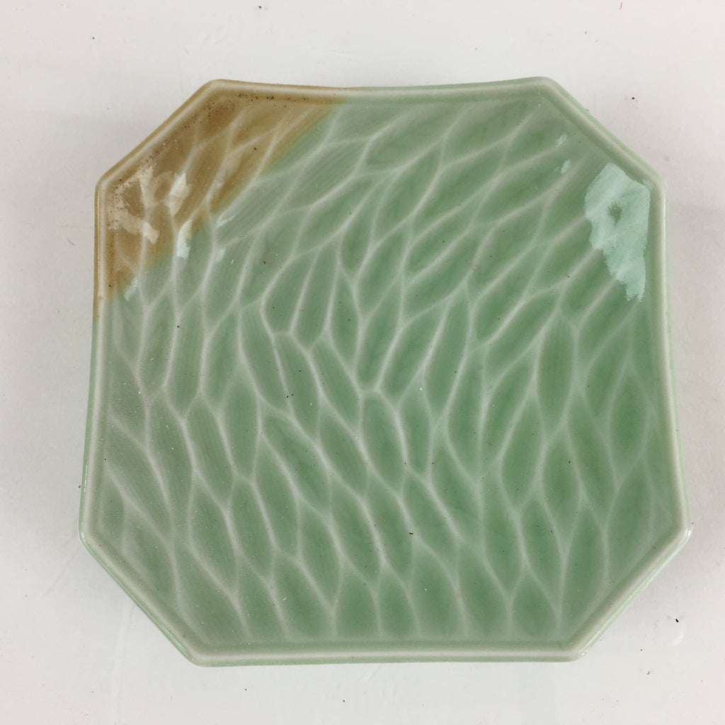 Japanese Porcelain Small Plate Vtg Small Leaf Pattern Green Kozara PY104