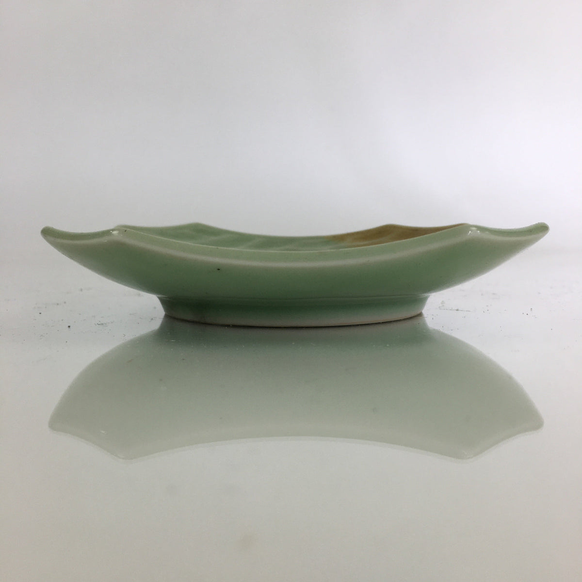 Japanese Porcelain Small Plate Vtg Small Leaf Pattern Green Kozara PY104