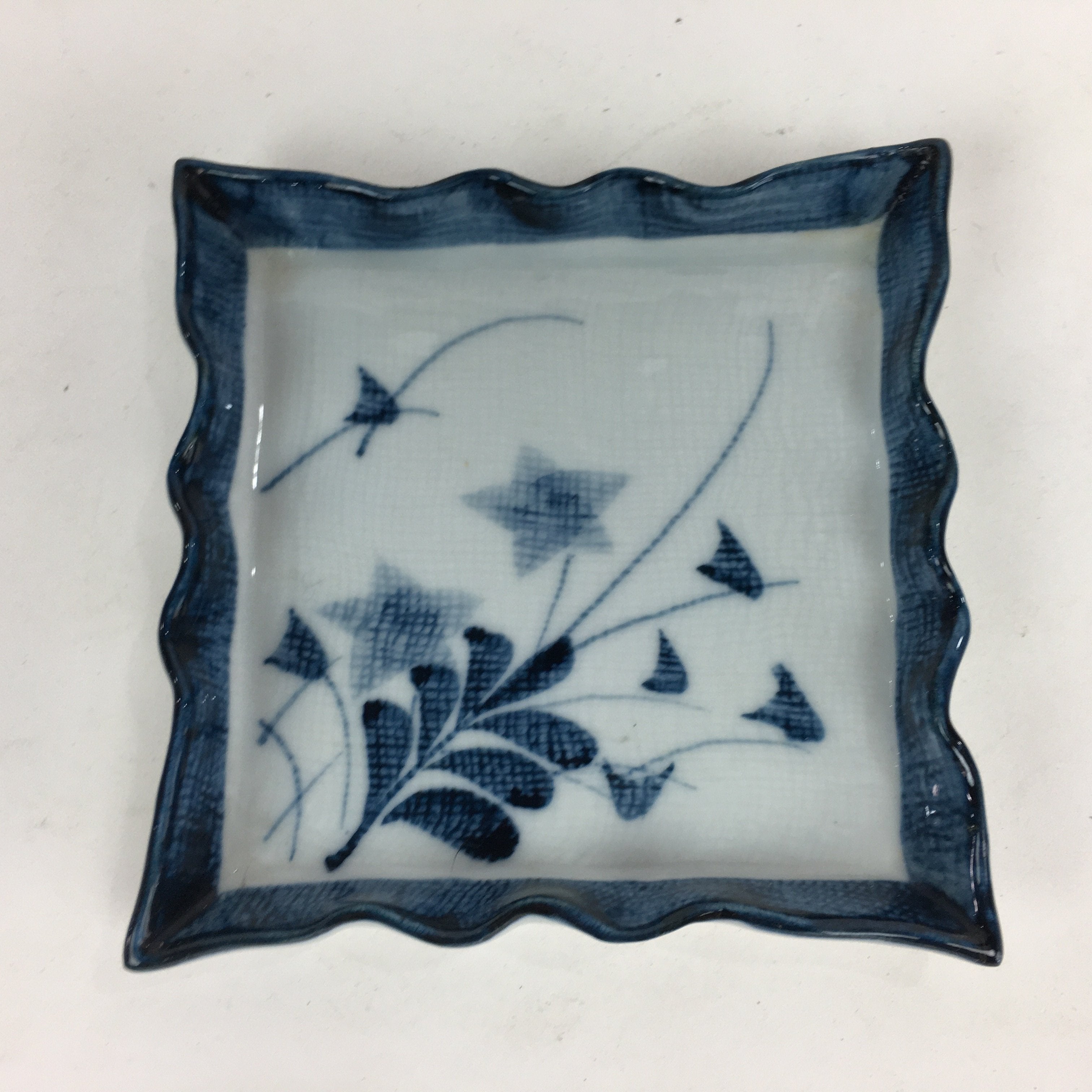 Japanese Porcelain Small Plate Vtg Square Shape Blue Sometsuke Kozara PP734