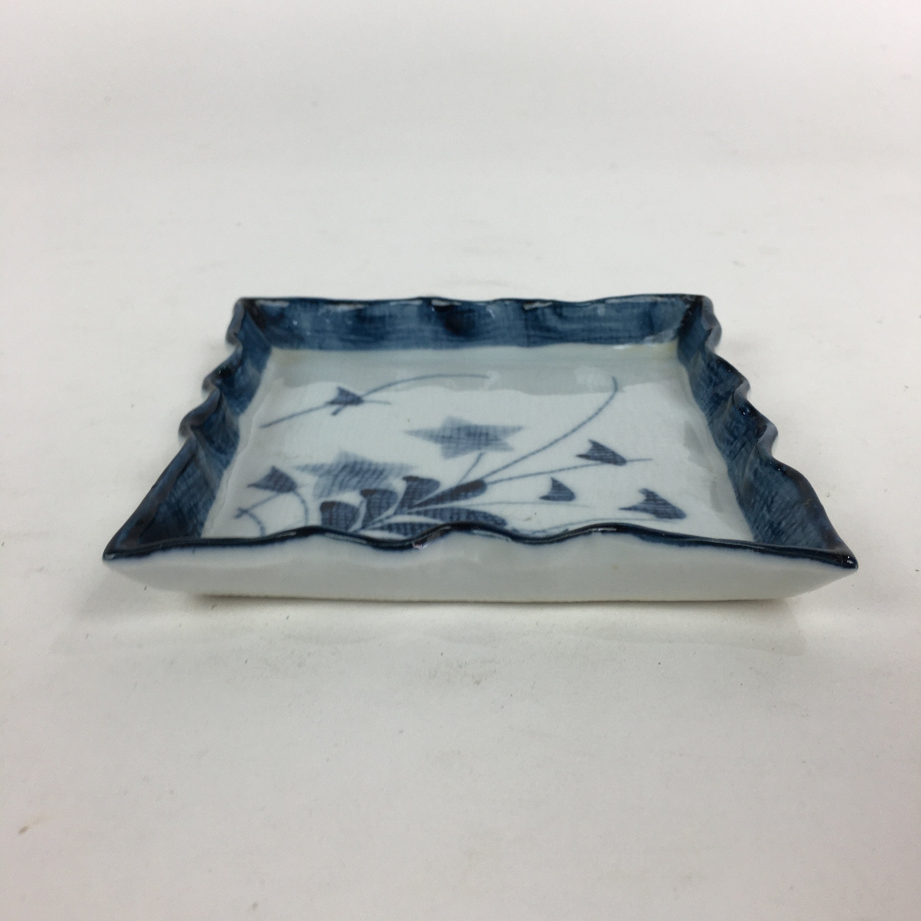 Japanese Porcelain Small Plate Vtg Square Shape Blue Sometsuke Kozara PP734