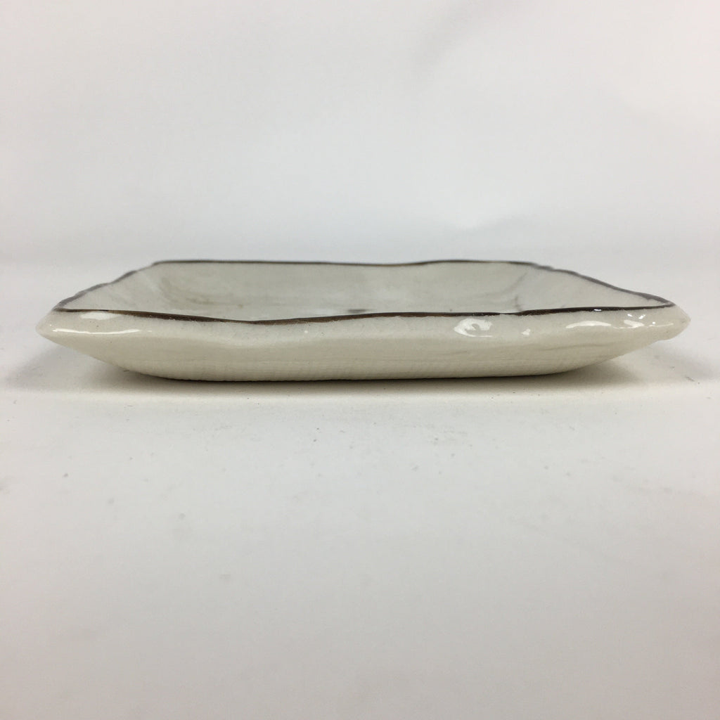 Japanese Porcelain Small Plate Vtg Square Shape White Flower Kozara PP775