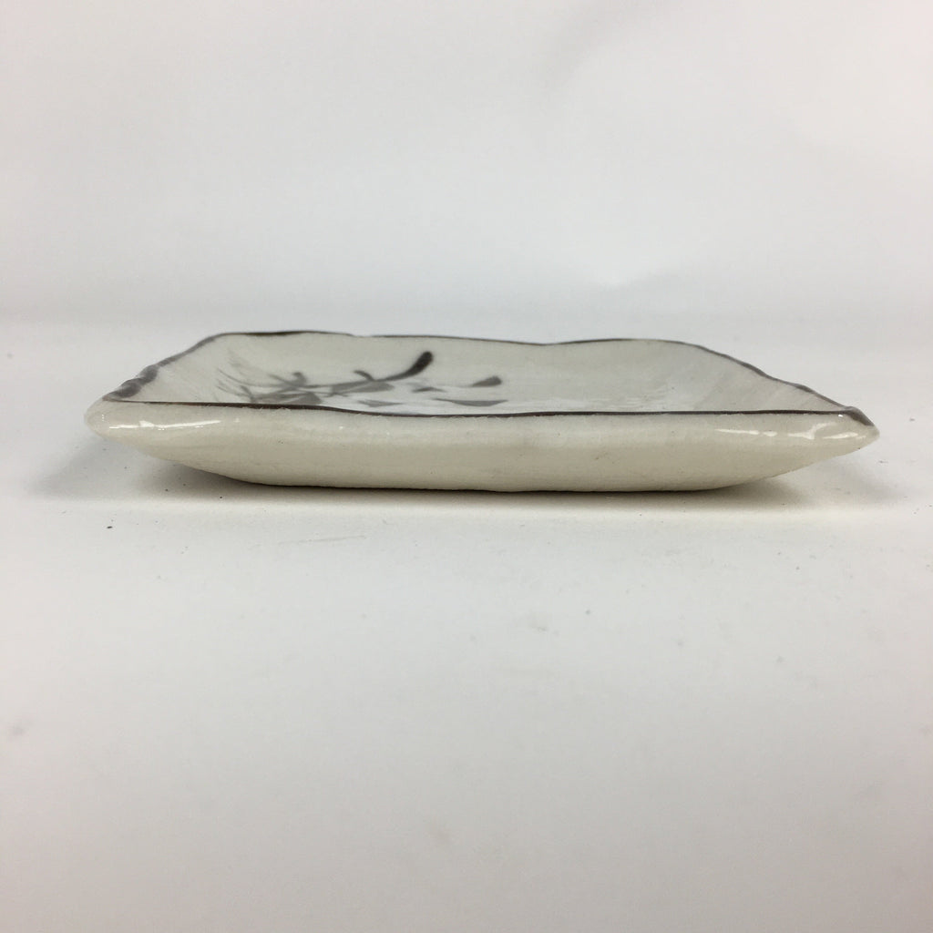 Japanese Porcelain Small Plate Vtg Square Shape White Flower Kozara PP775