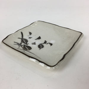 Japanese Porcelain Small Plate Vtg Square Shape White Flower Kozara PP775