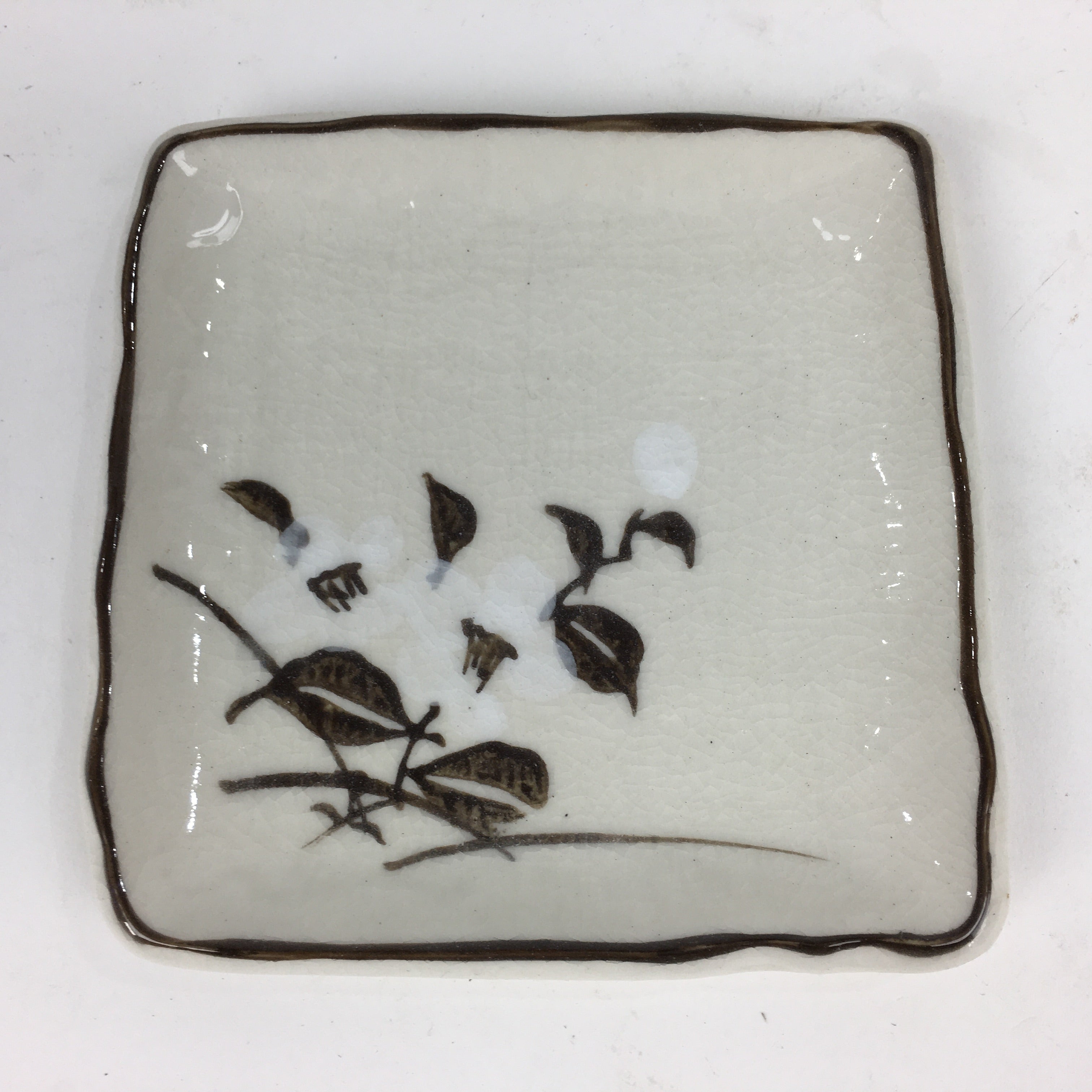 Japanese Porcelain Small Plate Vtg Square Shape White Flower Kozara PP776