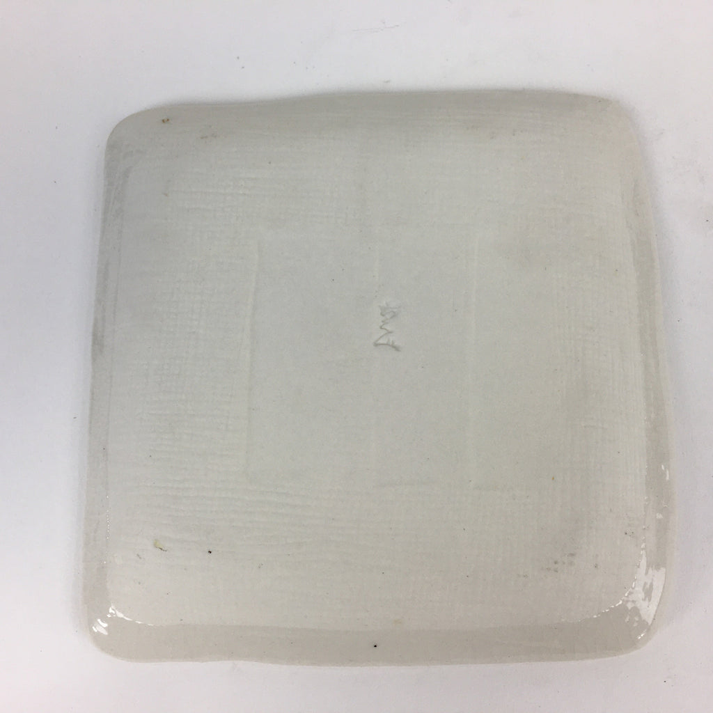 Japanese Porcelain Small Plate Vtg Square Shape White Flower Kozara PP776