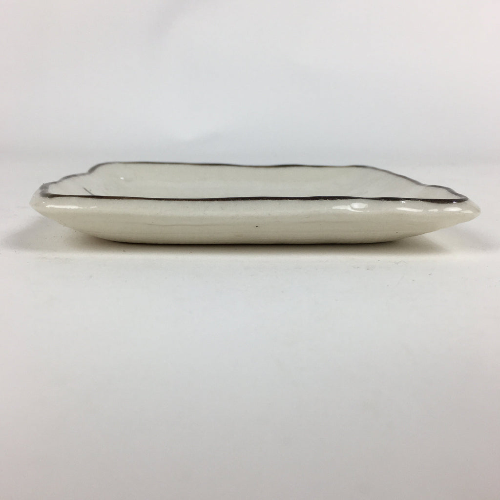 Japanese Porcelain Small Plate Vtg Square Shape White Flower Kozara PP776