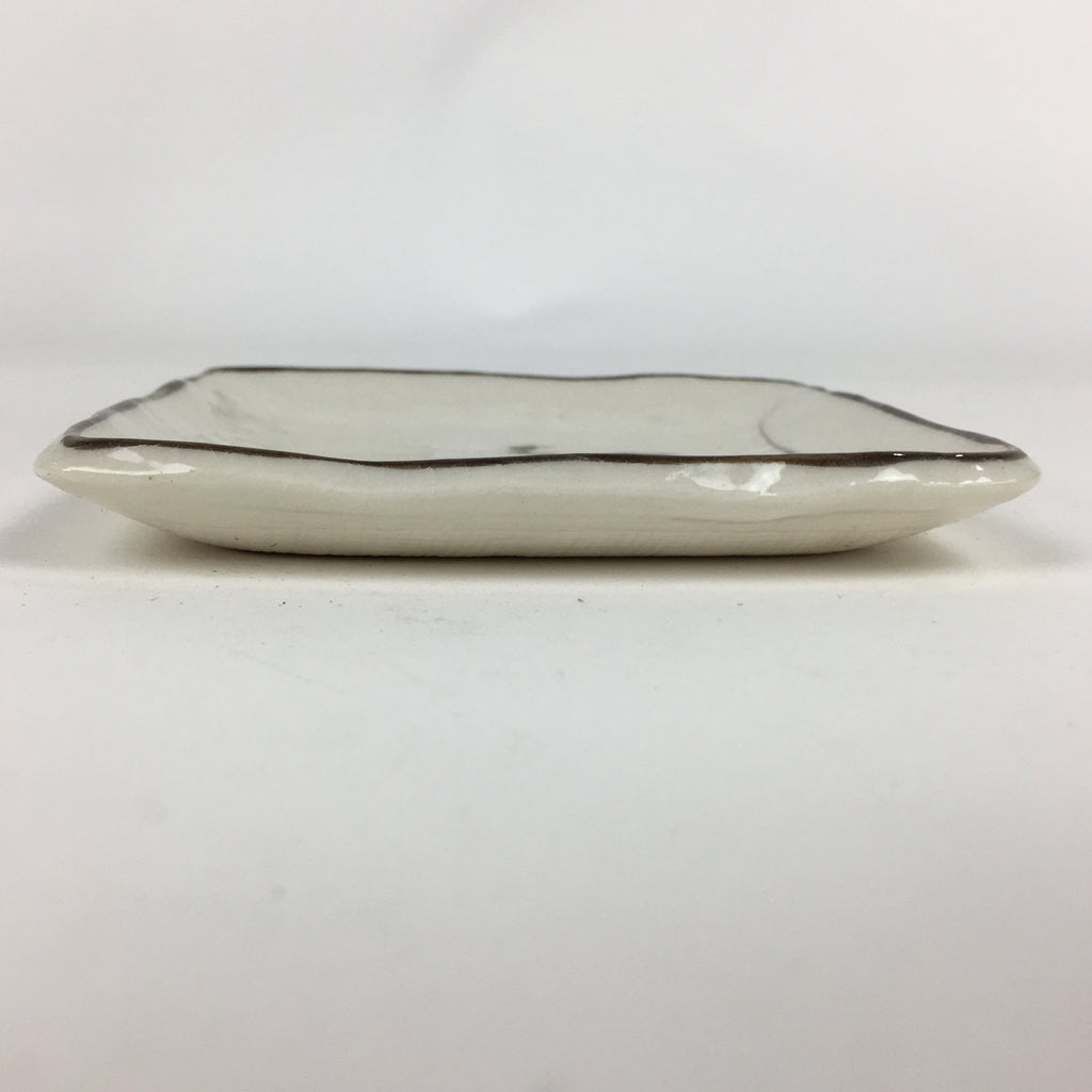 Japanese Porcelain Small Plate Vtg Square Shape White Flower Kozara PP776