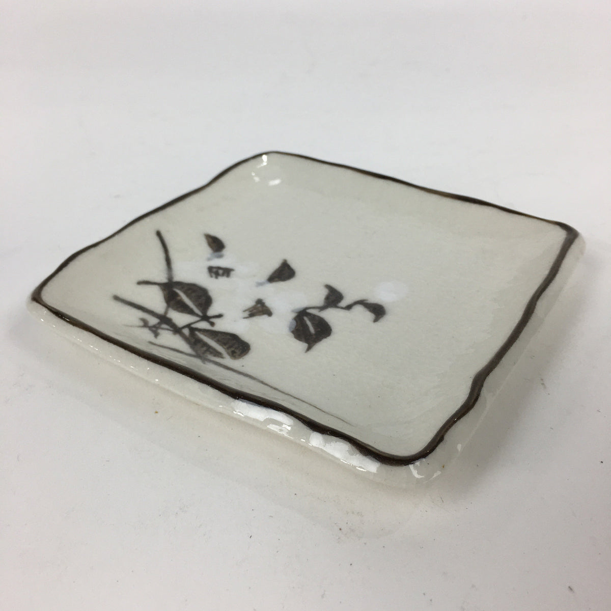 Japanese Porcelain Small Plate Vtg Square Shape White Flower Kozara PP776