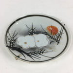 Japanese Porcelain Small Plate Vtg White Plum Blossom Hand Drawn Picture PY32