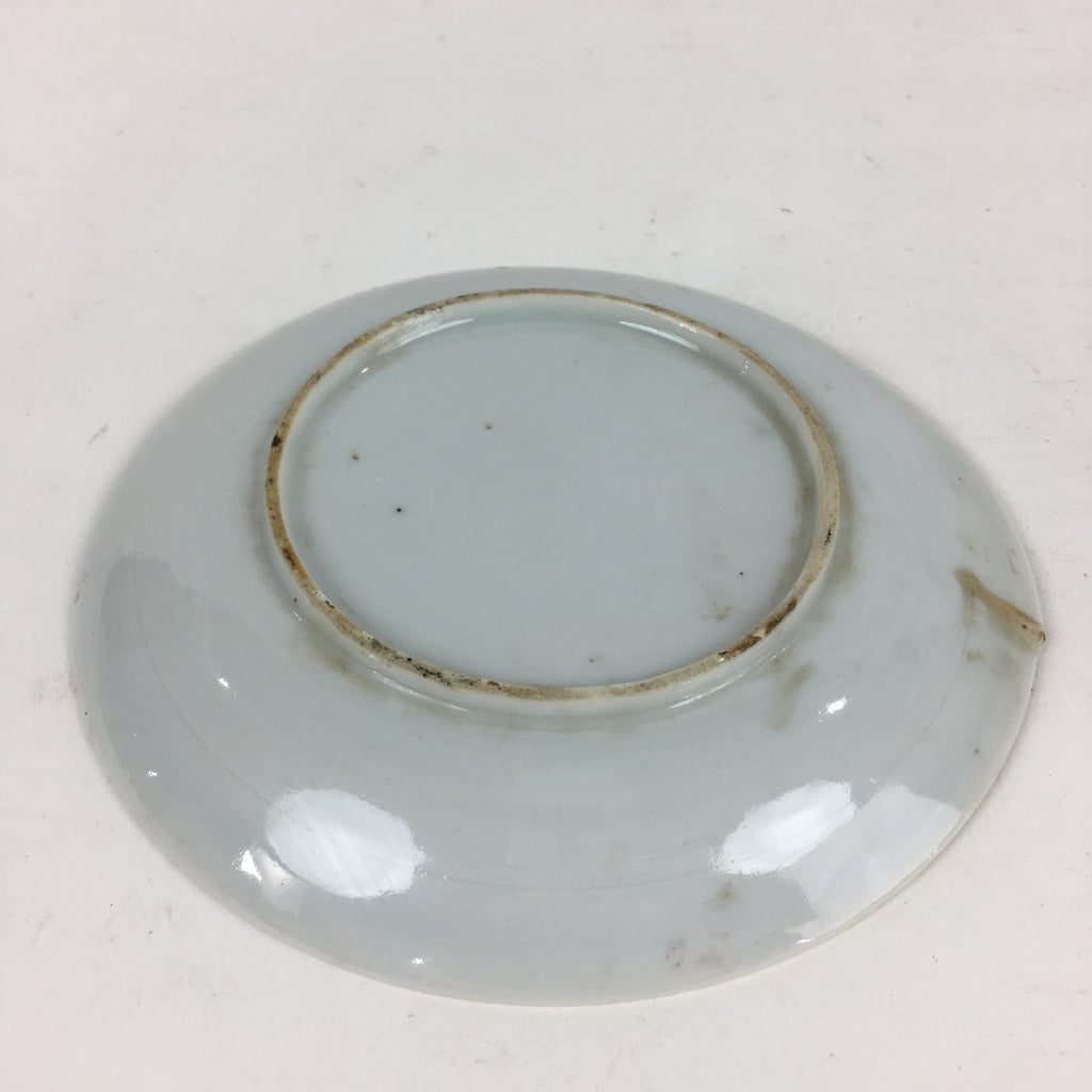Japanese Porcelain Small Plate Vtg White Plum Blossom Hand Drawn Picture PY32