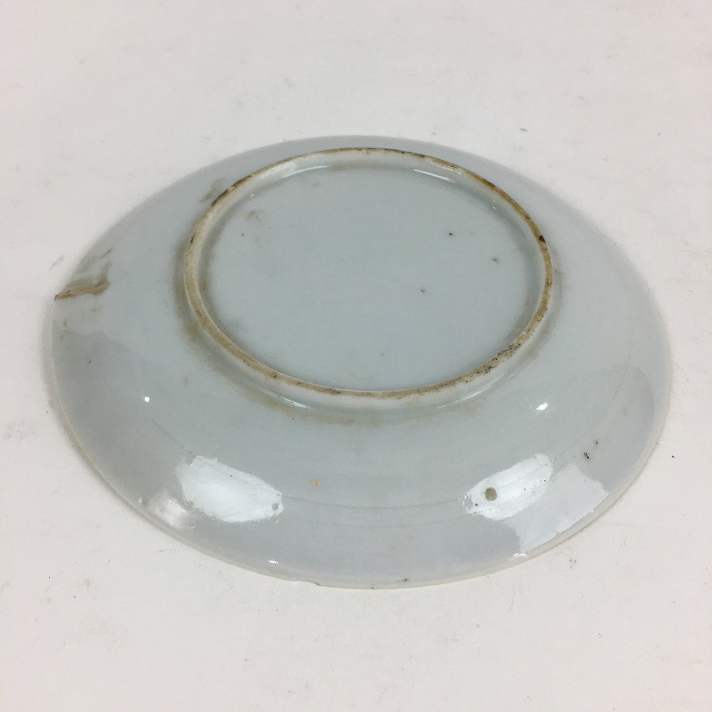 Japanese Porcelain Small Plate Vtg White Plum Blossom Hand Drawn Picture PY32
