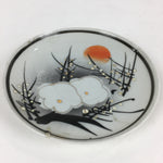 Japanese Porcelain Small Plate Vtg White Plum Blossom Hand Drawn Picture PY33