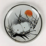 Japanese Porcelain Small Plate Vtg White Plum Blossom Hand Drawn Picture PY33