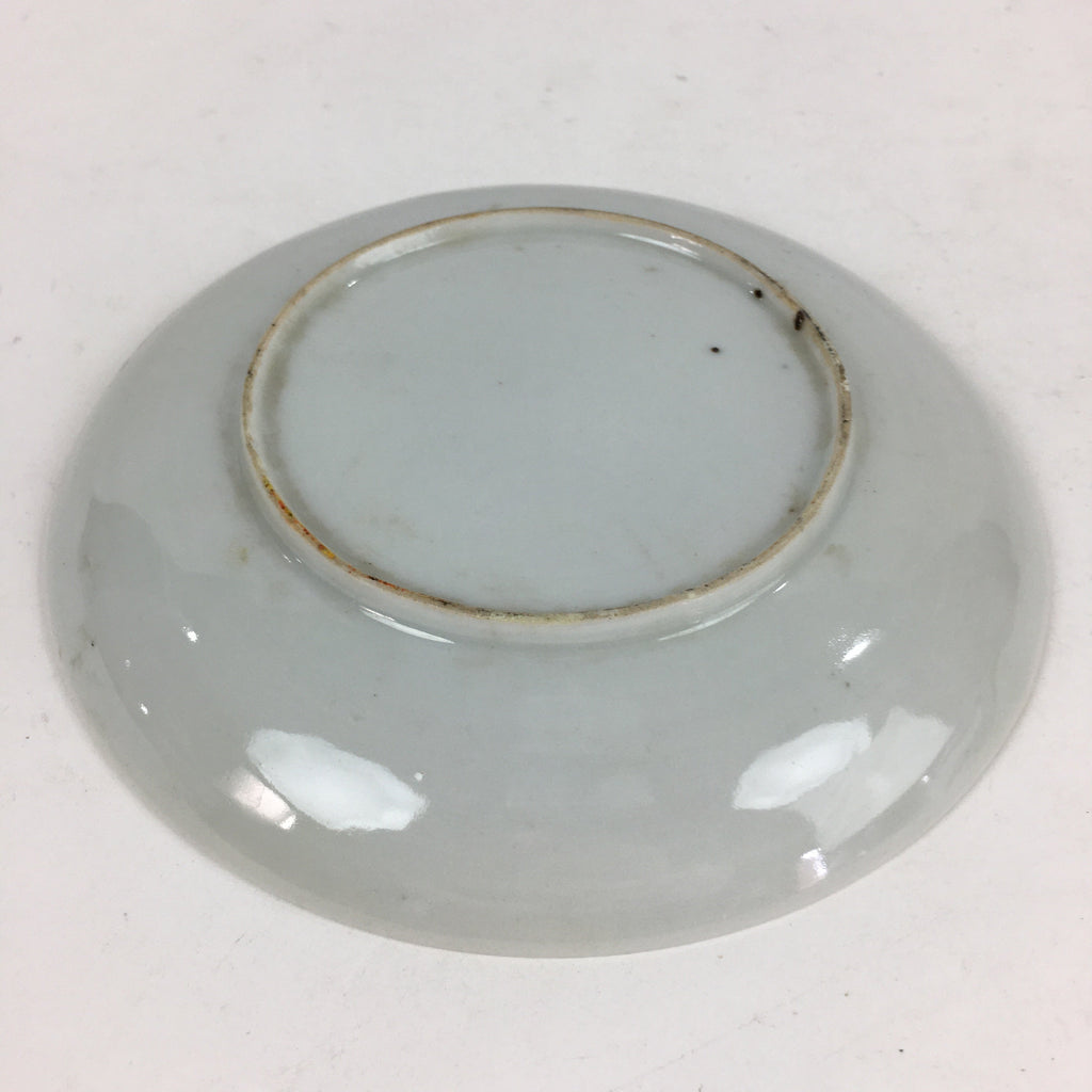Japanese Porcelain Small Plate Vtg White Plum Blossom Hand Drawn Picture PY35
