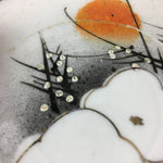 Japanese Porcelain Small Plate Vtg White Plum Blossom Hand Drawn Picture PY37