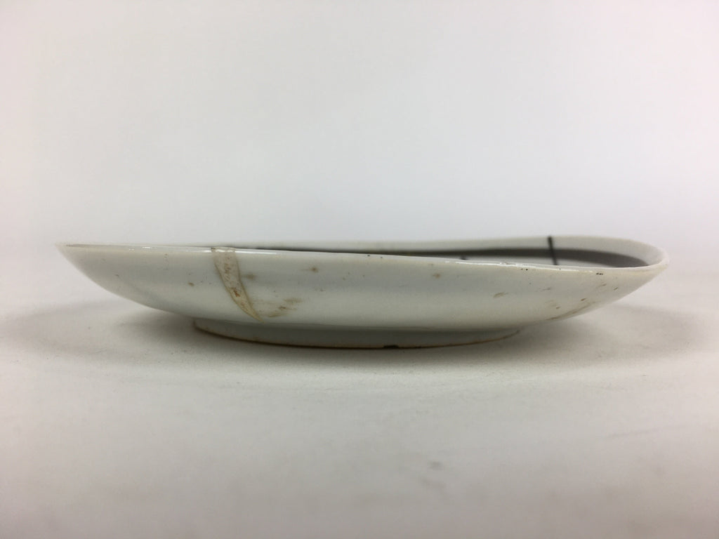 Japanese Porcelain Small Plate Vtg White Plum Blossom Hand Drawn Picture PY37