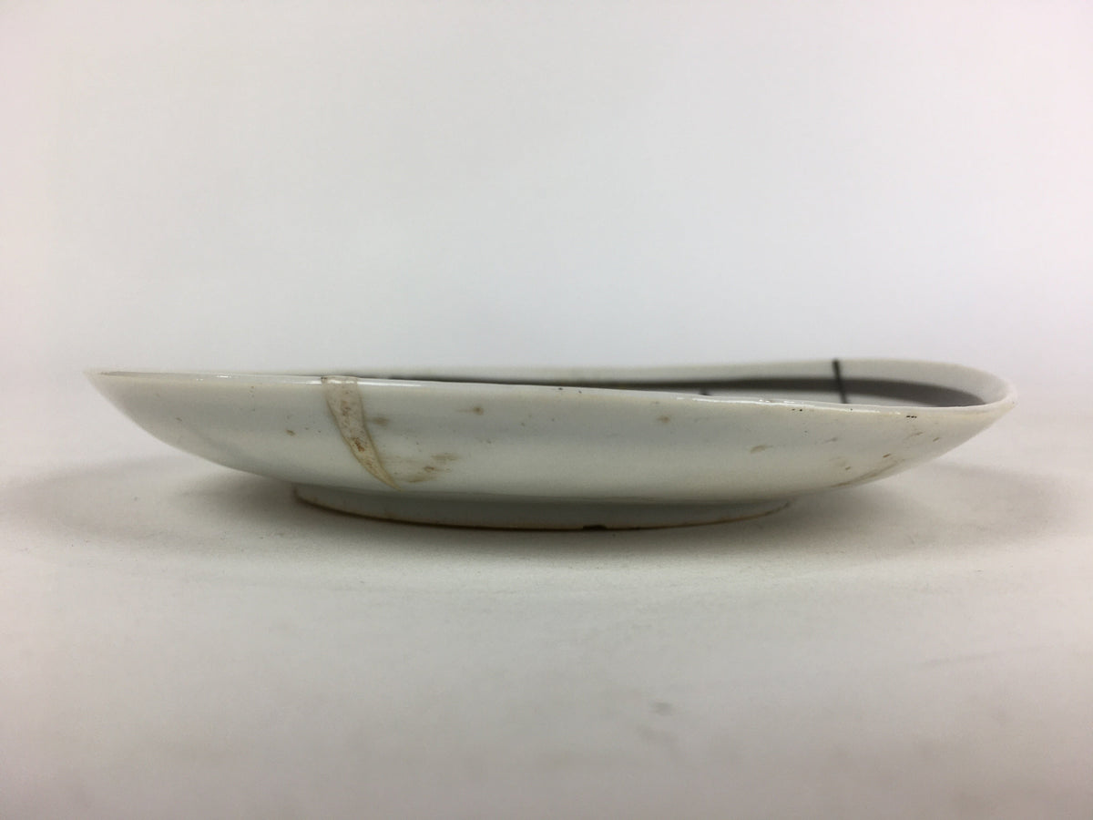 Japanese Porcelain Small Plate Vtg White Plum Blossom Hand Drawn Picture PY37