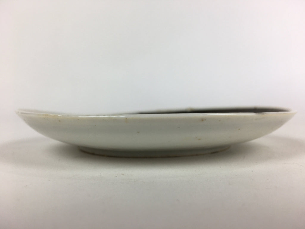 Japanese Porcelain Small Plate Vtg White Plum Blossom Hand Drawn Picture PY37