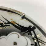 Japanese Porcelain Small Plate Vtg White Plum Blossom Hand Drawn Picture PY38