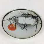 Japanese Porcelain Small Plate Vtg White Plum Blossom Hand Drawn Picture PY38