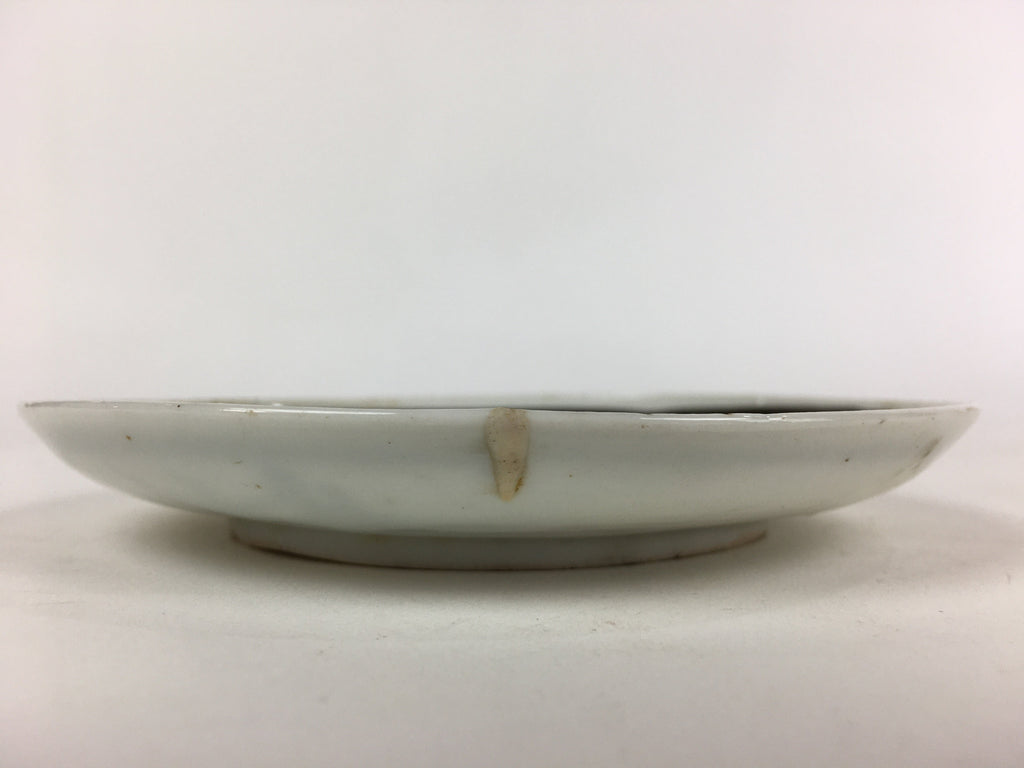 Japanese Porcelain Small Plate Vtg White Plum Blossom Hand Drawn Picture PY38