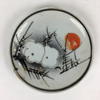 Japanese Porcelain Small Plate Vtg White Plum Blossom Hand Drawn Picture PY38