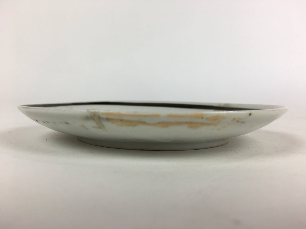 Japanese Porcelain Small Plate Vtg White Plum Blossom Hand Drawn Picture PY39