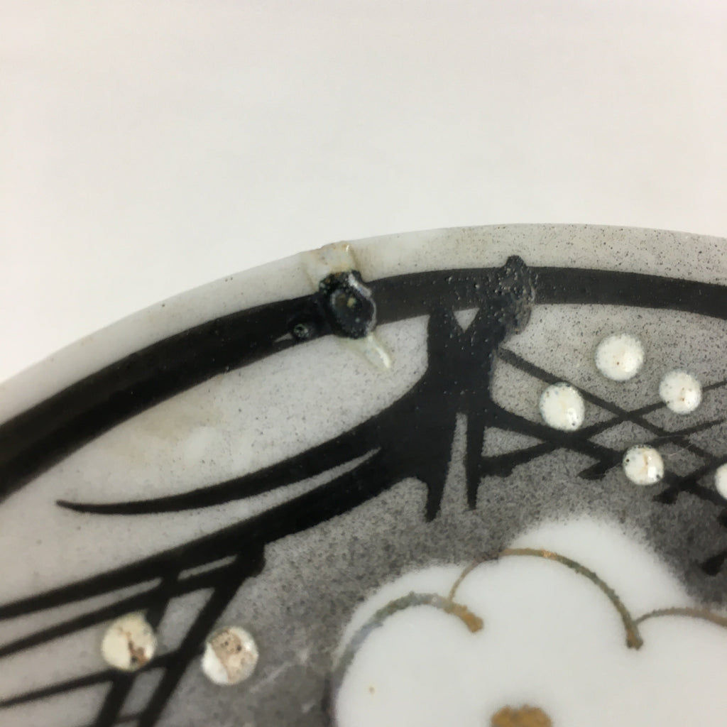 Japanese Porcelain Small Plate Vtg White Plum Blossom Hand Drawn Picture PY40