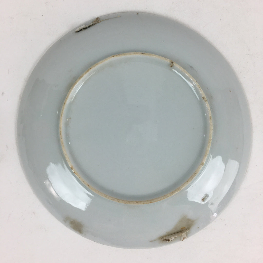 Japanese Porcelain Small Plate Vtg White Plum Blossom Hand Drawn Picture PY40