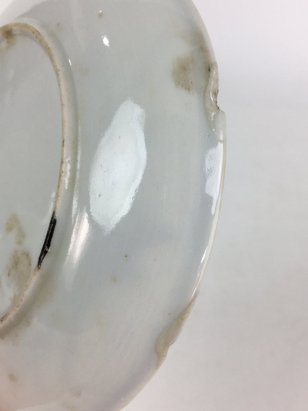 Japanese Porcelain Small Plate Vtg White Plum Blossom Hand Drawn Picture PY41
