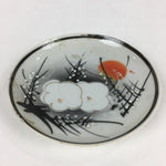 Japanese Porcelain Small Plate Vtg White Plum Blossom Hand Drawn Picture PY41