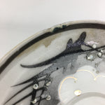 Japanese Porcelain Small Plate Vtg White Plum Blossom Hand Drawn Picture PY41