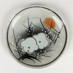 Japanese Porcelain Small Plate Vtg White Plum Blossom Hand Drawn Picture PY42