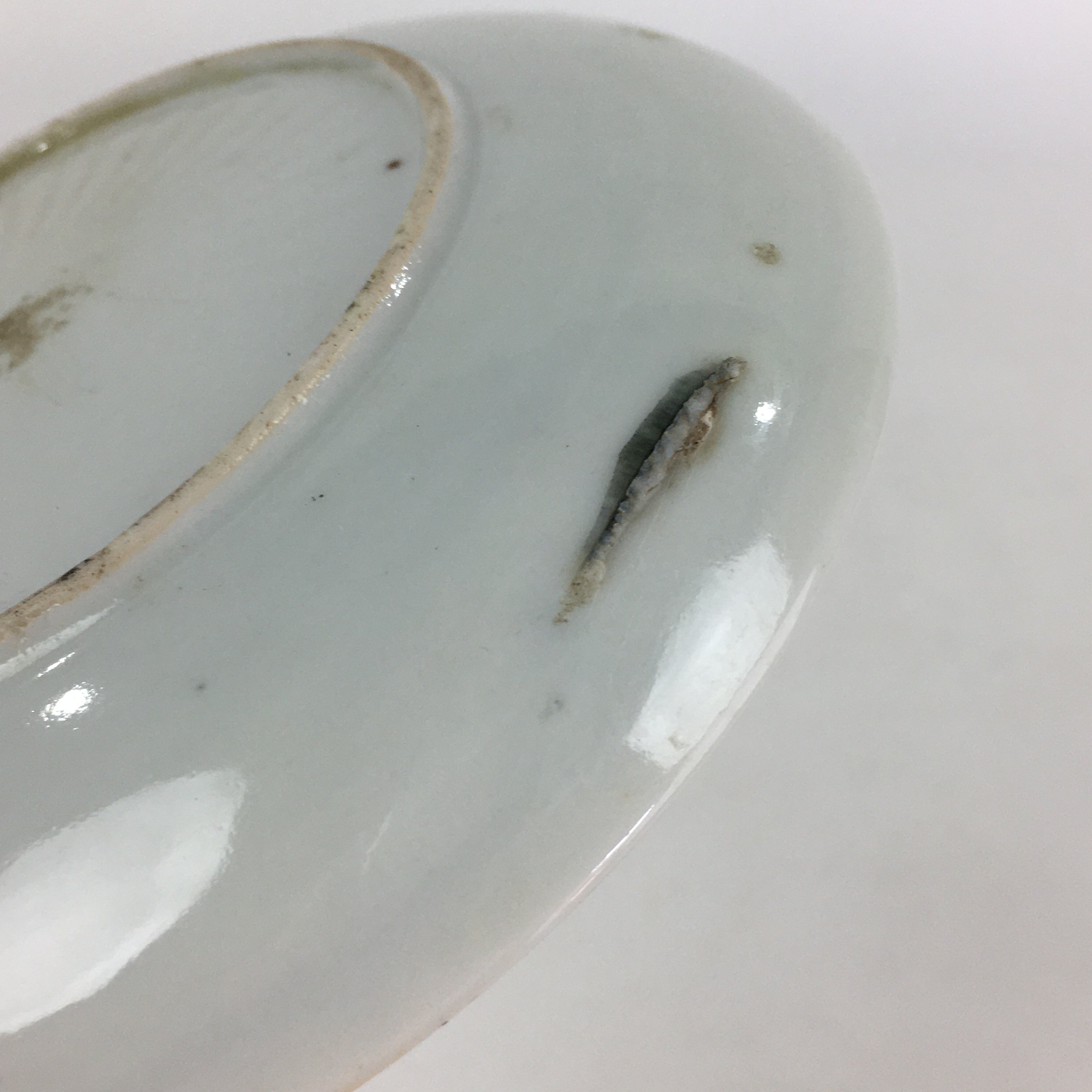 Japanese Porcelain Small Plate Vtg White Plum Blossom Hand Drawn Picture PY43